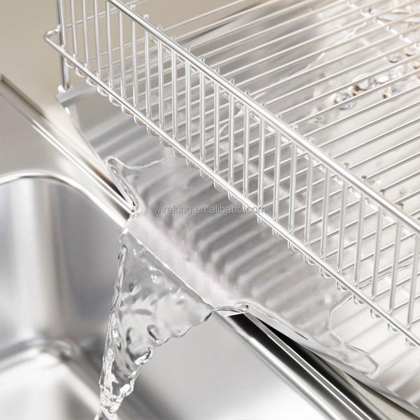 WIREKING 2 Tier Stainless Steel Plate Rack Kitchen Storage Organizer Cutting Board Holder Over the Sink Dish Drying Drainer Rack