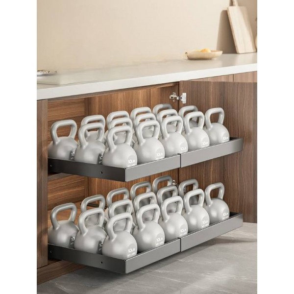 Retractable Pull-Out Basket for Kitchen Cabinets Built-In Storage Rack for Bottle and Storage Box Organizer Accessory
