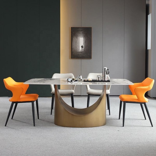 Sintered Slab Table Natural Marble Dining Table 8 Seats Kitchen Table in Stock Ready to Ship Modern Dining Room