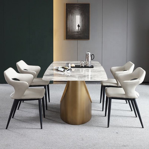 Sintered Slab Table Natural Marble Dining Table 8 Seats Kitchen Table in Stock Ready to Ship Modern Dining Room