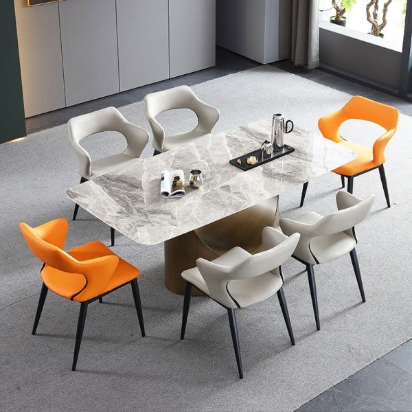 Sintered Slab Table Natural Marble Dining Table 8 Seats Kitchen Table in Stock Ready to Ship Modern Dining Room