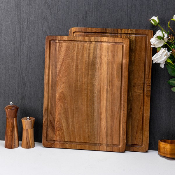 Wood Cutting Board with Juice Grooves for Kitchen Meal Prep Outdoor Food Serving Chopping Cutting Board