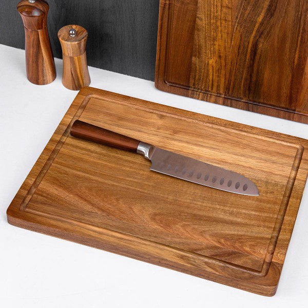 Wood Cutting Board with Juice Grooves for Kitchen Meal Prep Outdoor Food Serving Chopping Cutting Board