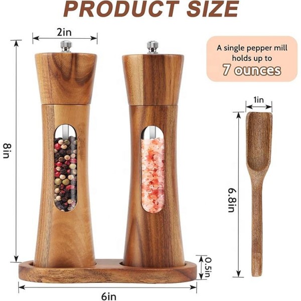 Adjustable Acrylic Transparent Window Manual Pepper Onion Garlic Grinder-Good Grip Salt and Black Pepper Mill Mini Mill