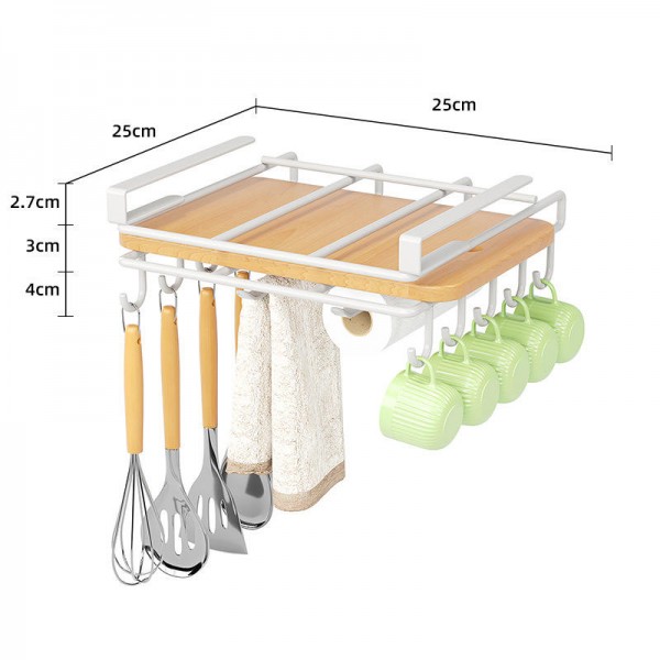 Multi-Function Home Kitchen Storage Rack with Perforation-Free Pot Cover Cutting Board Dish Organizer Hanging Ceiling Cabinet