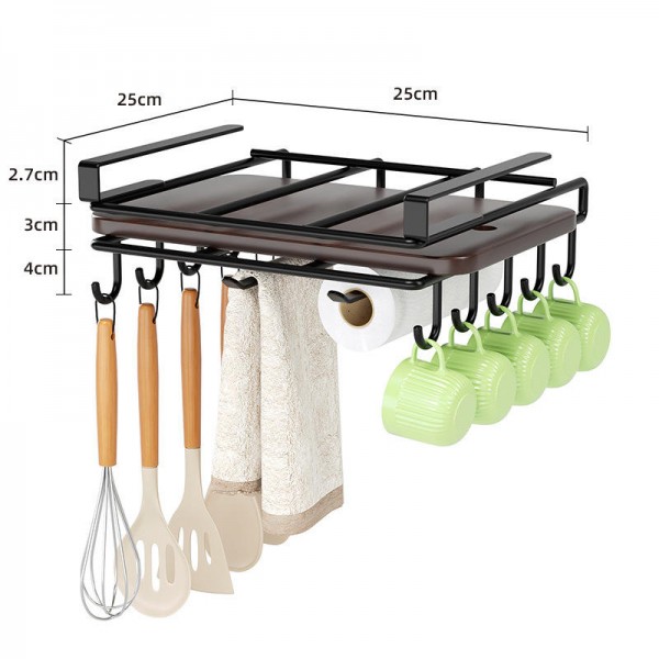Multi-Function Home Kitchen Storage Rack with Perforation-Free Pot Cover Cutting Board Dish Organizer Hanging Ceiling Cabinet