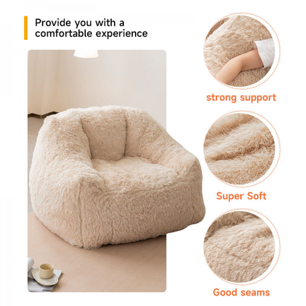 Modern European Style PV Fur Bean Bag Sofa Comfortable Stylish Seat for Living Room with Waterproof Fabric and Foam Filling