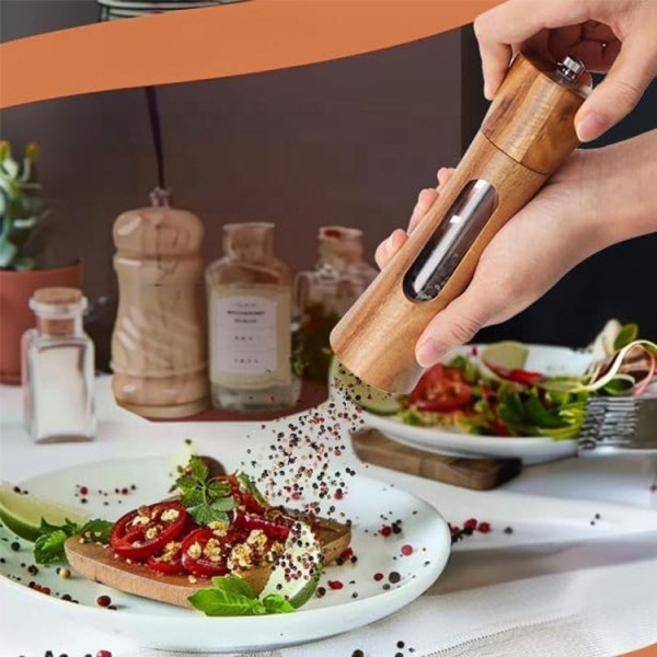 Adjustable Acrylic Transparent Window Manual Pepper Onion Garlic Grinder-Good Grip Salt and Black Pepper Mill Mini Mill