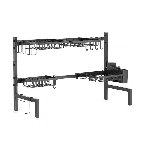 Adjustable 2 Tier Large Kitchen Sink Shelf Over the Counter Dish Drying Rack Over the Sink Drain Rack Organizer