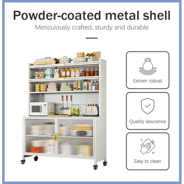 Contemporary Metal Sideboard Cabinet for Dining Room and Kitchen Smooth Gliding Drawers Modern Living Room Storage Solution