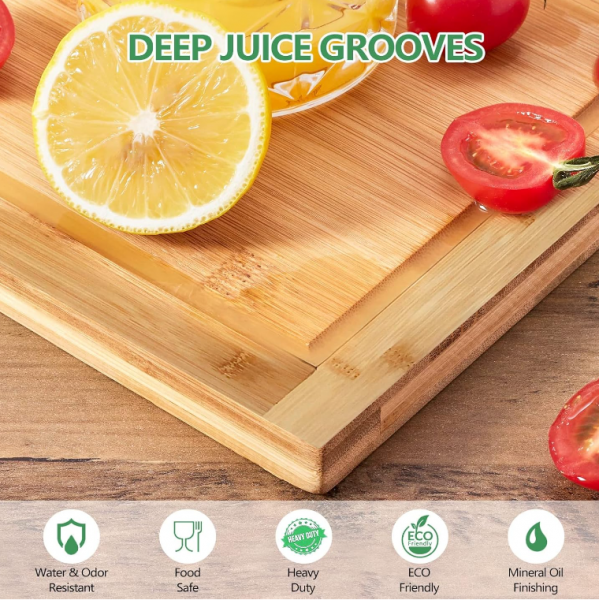 Extra Large Wood Cutting Board Set Kitchen Chopping Board Bamboo Wood Over-the-Sink Expandable Cutting Board