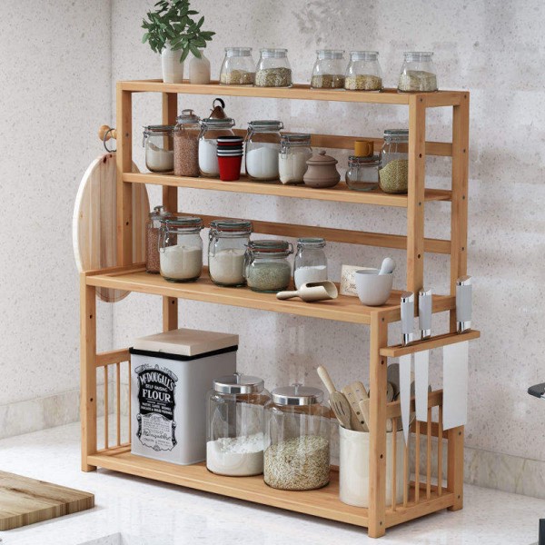 Factory Direct Customized Bamboo Spice Jars Storage Three-tiered Spice Racks for Kitchen Organizer