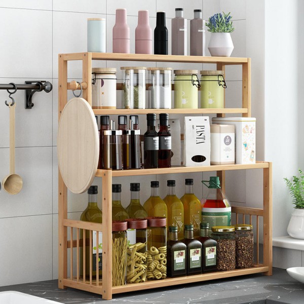 Factory Direct Customized Bamboo Spice Jars Storage Three-tiered Spice Racks for Kitchen Organizer