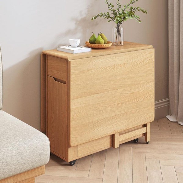 Space-Saving Design Solid Wood Multifunctional Folding Table Universal Wheel Mobile Dining Chair Combination Furniture Set