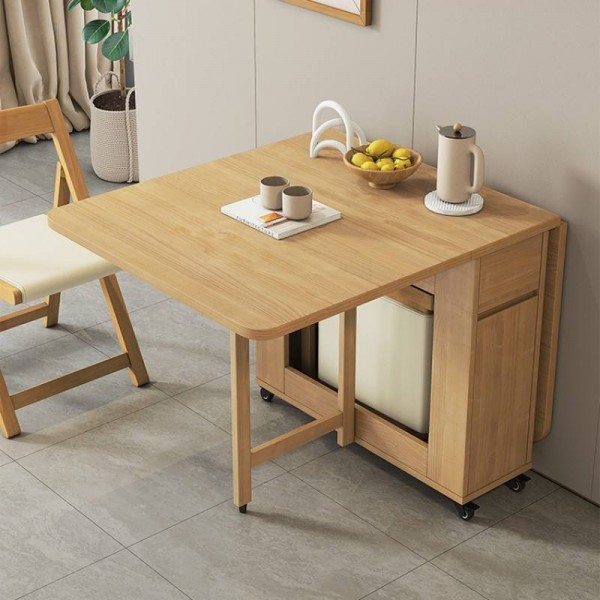 Space-Saving Design Solid Wood Multifunctional Folding Table Universal Wheel Mobile Dining Chair Combination Furniture Set