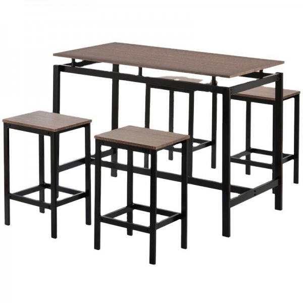 Ironwork Modern Simple Style Dining Table Piece Solid Wood Top Dining Set Dining Table and Chair Set for 4