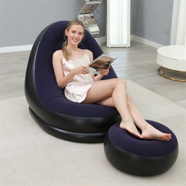 Foldable Single Inflated Air Sofa Set with Foot Rest Inflatable Chair Outdoor Inflatable Sofa for Movie Home Furniture