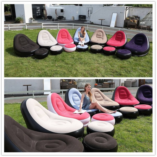 Foldable Single Inflated Air Sofa Set with Foot Rest Inflatable Chair Outdoor Inflatable Sofa for Movie Home Furniture