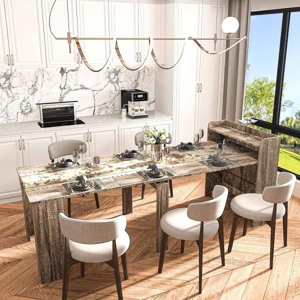 Extendable wooden dining table for home use in multiple sizes