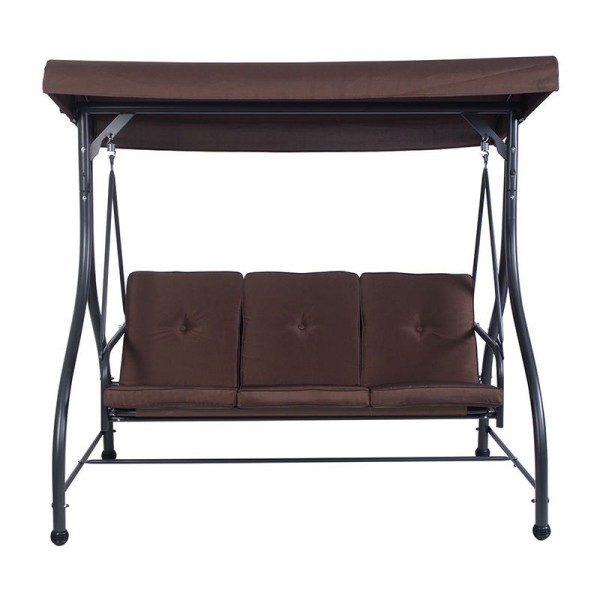 Outdoor Garden Courtyard Furniture 3 Seater Garden Brown Metal Jhula Swing Chair Bed Porch Swing Canopy