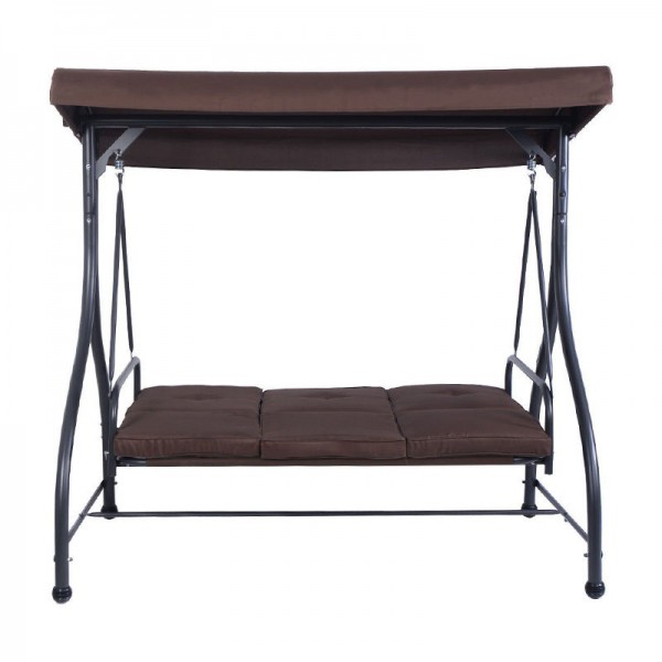 Outdoor Garden Courtyard Furniture 3 Seater Garden Brown Metal Jhula Swing Chair Bed Porch Swing Canopy