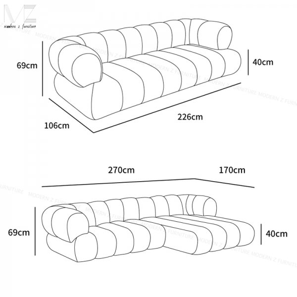 Modern Z Corner L Shape Luxury Couch Minimalist Sitting Room Furniture Home Lounge Living Room Leisure Sectional Corner Sofa Set