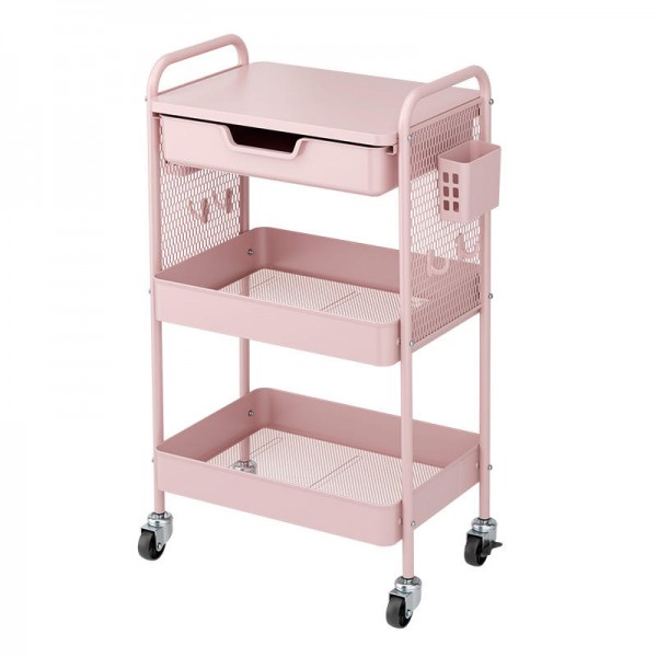Multi Purpose 3 Tier Rolling Storage Rack Organizer Utility Trolley DIY Pegboard Storage Cart with Drawer