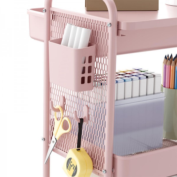 Multi Purpose 3 Tier Rolling Storage Rack Organizer Utility Trolley DIY Pegboard Storage Cart with Drawer