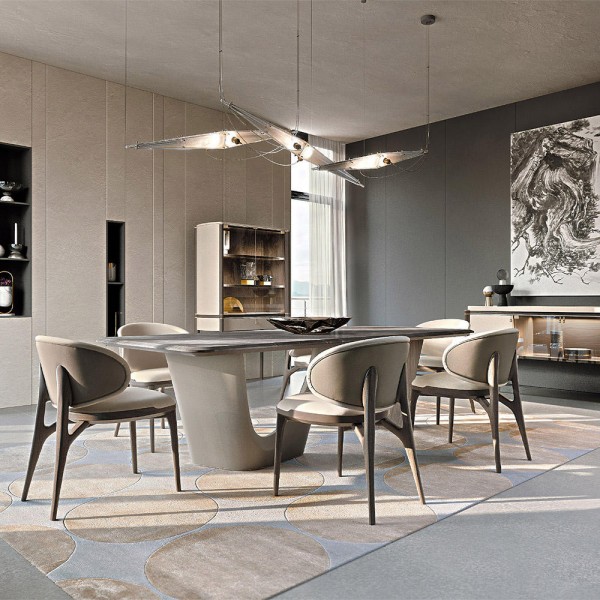 Furniture Luxurious Black Natural Marble Dining Room Sets 6 8 Chairs Luxury Dinning Table