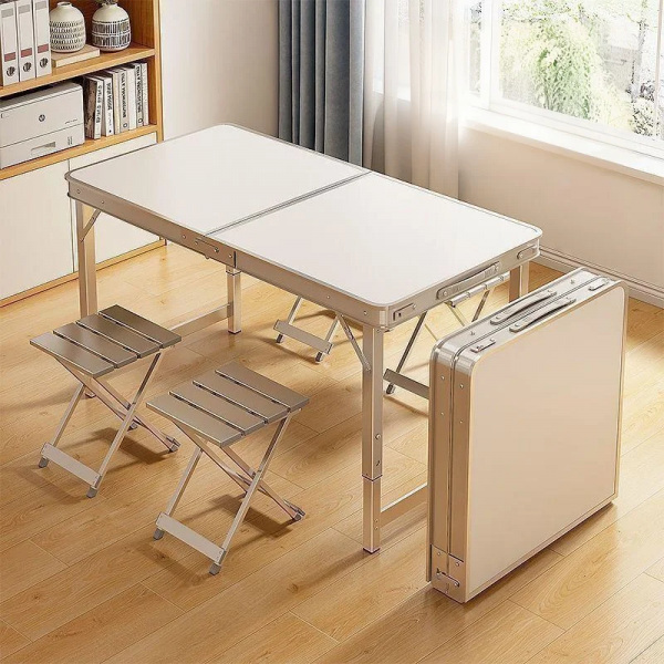 Modern Portable Aluminum Folding Dining Table Chairs Easy-to-Carry Metal Furniture for Indoor Outdoor