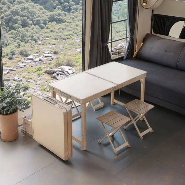 Modern Portable Aluminum Folding Dining Table Chairs Easy-to-Carry Metal Furniture for Indoor Outdoor