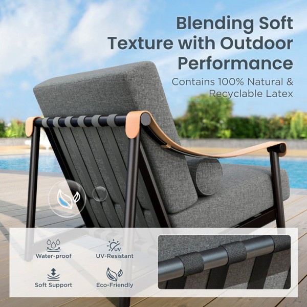 Modern Luxury Outdoor Sofa Set 5 Seat Oversize Garden Furniture Set Ergonomic Design Comfort Lounge Set Patio Furniture