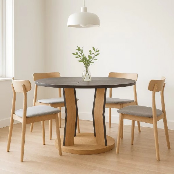 Custom Kitchen Furniture Small Set Minimalist Mdf Modern Room Wood Round Wooden Dining Table for Home Use