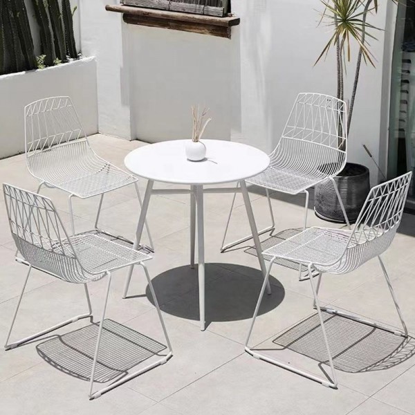 Modern Design Outdoor Metal Dining Chair Set Factory Supply Steel Wire Chair for Hotels Restaurants Cafes Kitchens Hotel Use
