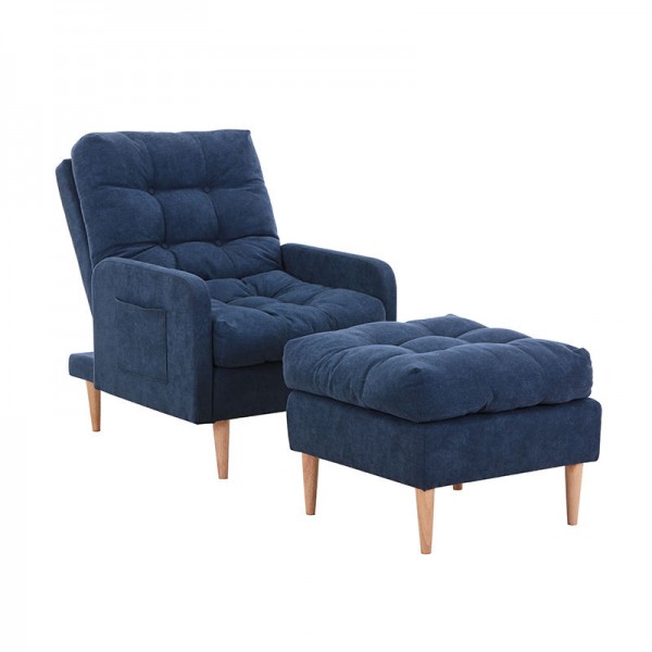 Hot Sale Living Room Furniture Modern Living Room Sofas Fabric Single Sofa with Footstool Reception Sofa