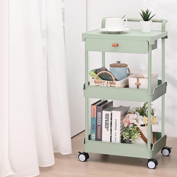 Multi-scene 3 Layer Kitchen Storage Rack Bathroom Trolley Plastic 3 Tier Rolling Storage Cart Organizer Utility Trolley