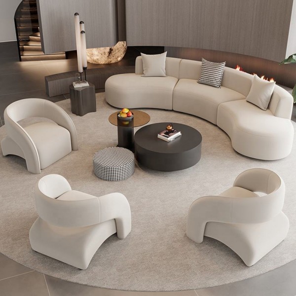 Customizable Nordic Light Luxury Fabric Canapé Living Room Furniture Modern Soft Sponge Modular Sectional Curved Sofa Set
