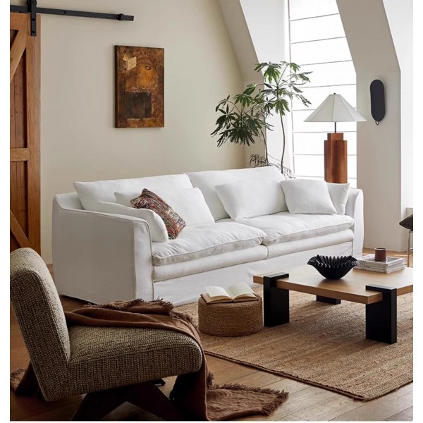 Japanese-Style Wabi-Sabi Luxury Minimalist Comfortable Soft Sofa Set Solid Wood Cotton and Linen Sofa Designer FURNITURE