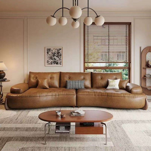 Luxurious Vintage Faux Leather Sofa Retro Couch with Velvet Filling Ultimate Comfort for Home Living Room Furniture for Hotels