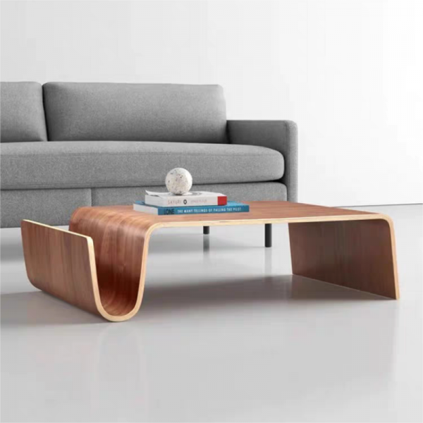 Mid Century Modern Luxury Hotel Home Living Room Furniture Curved Plywood Soild Wood Coffee Table