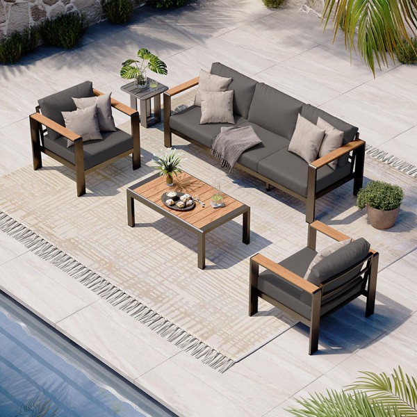 Modern Aluminum Waterproof Furniture Sofa Set Leisure Durable Garden 4 Piece Patio Conversation Sets