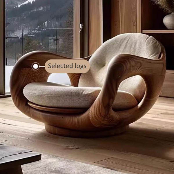 Sofa Chair Designer New Creative Single First Class Cabin Log Living Room Study Italian Style Relaxing Solid Wood Sofa