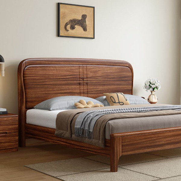 Modern Simple Solid Wood Queen & King Size Bed Frame Wholesale Simple Furniture Set for Apartment Bedroom