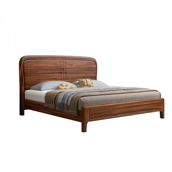 Modern Simple Solid Wood Queen & King Size Bed Frame Wholesale Simple Furniture Set for Apartment Bedroom