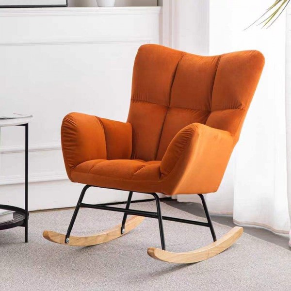 Nordic Balcony Lazy Casual Sofa Chair Swing Chair Safe Solid Wood Base Soft Rocking Chair