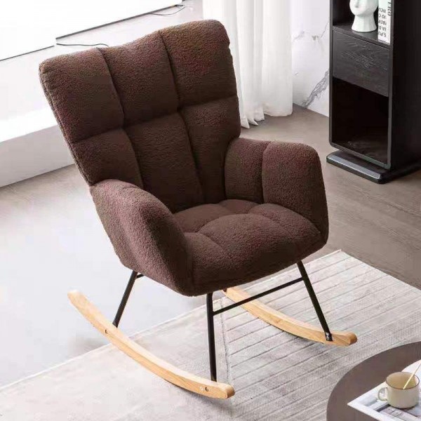 Nordic Balcony Lazy Casual Sofa Chair Swing Chair Safe Solid Wood Base Soft Rocking Chair