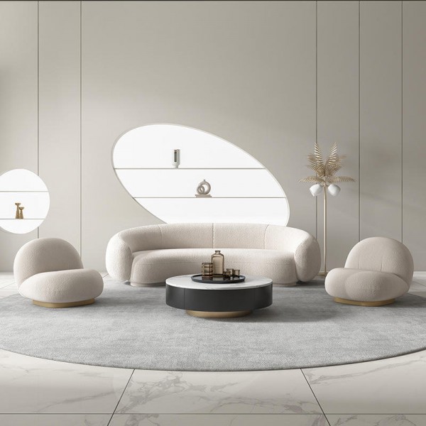 Modern 3+2+1 Luxurious Designer Curved Sofas Couches and Sectional Boucle Curved Sofa Home Furniture Soft Living Room Sofa