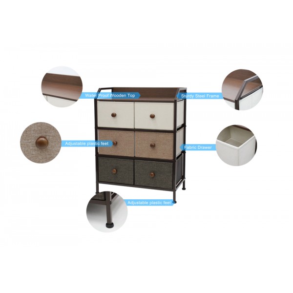 Dark Grey Fabric 10 Drawer Storage Tower Wardrobe Dresser Chest Bedroom Furniture