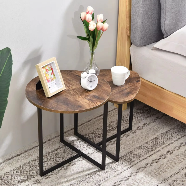 Modern Italian Design Combination Bed Side Table Wooden Coffee Table Set Decorative Home Furniture for Living Room Sofa Metal