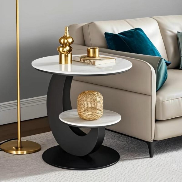 Luxury Marble Tabletop Storage Coffee Bedside Table Modern Living Room Furniture Metal Sofa Side Table